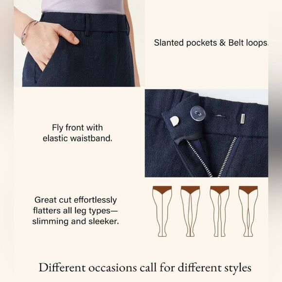 New OGL Viscose-Linen Weave European Linen Mid Rise Flared Pant with Pockets - Picture 13 of 13